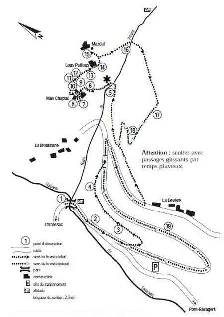 Gîtes en Cévennes - Plan du Sentier de la Roquette